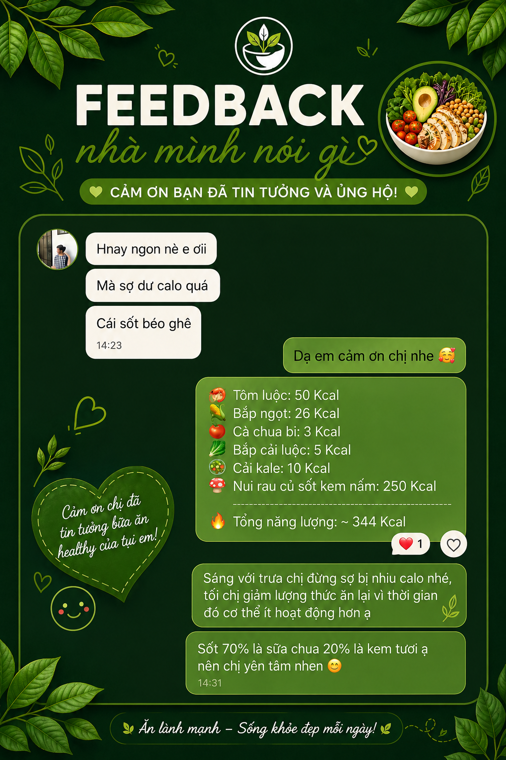 Phản hồi dinh dưỡng chi tiết từ khách hàng VERDE