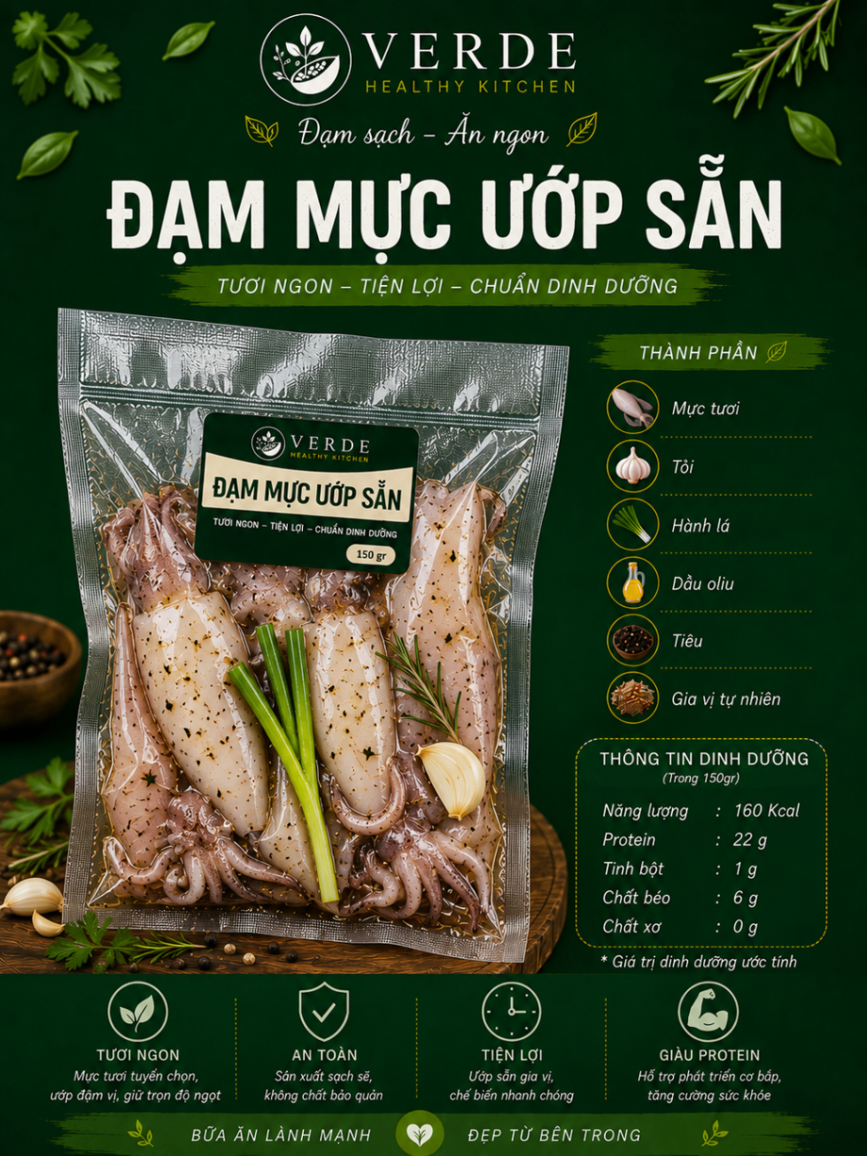 Đạm mực ướp sẵn