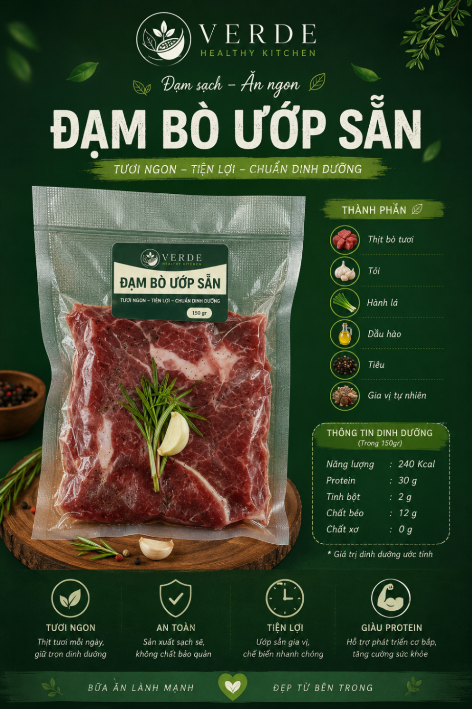 Đạm bò ướp sẵn