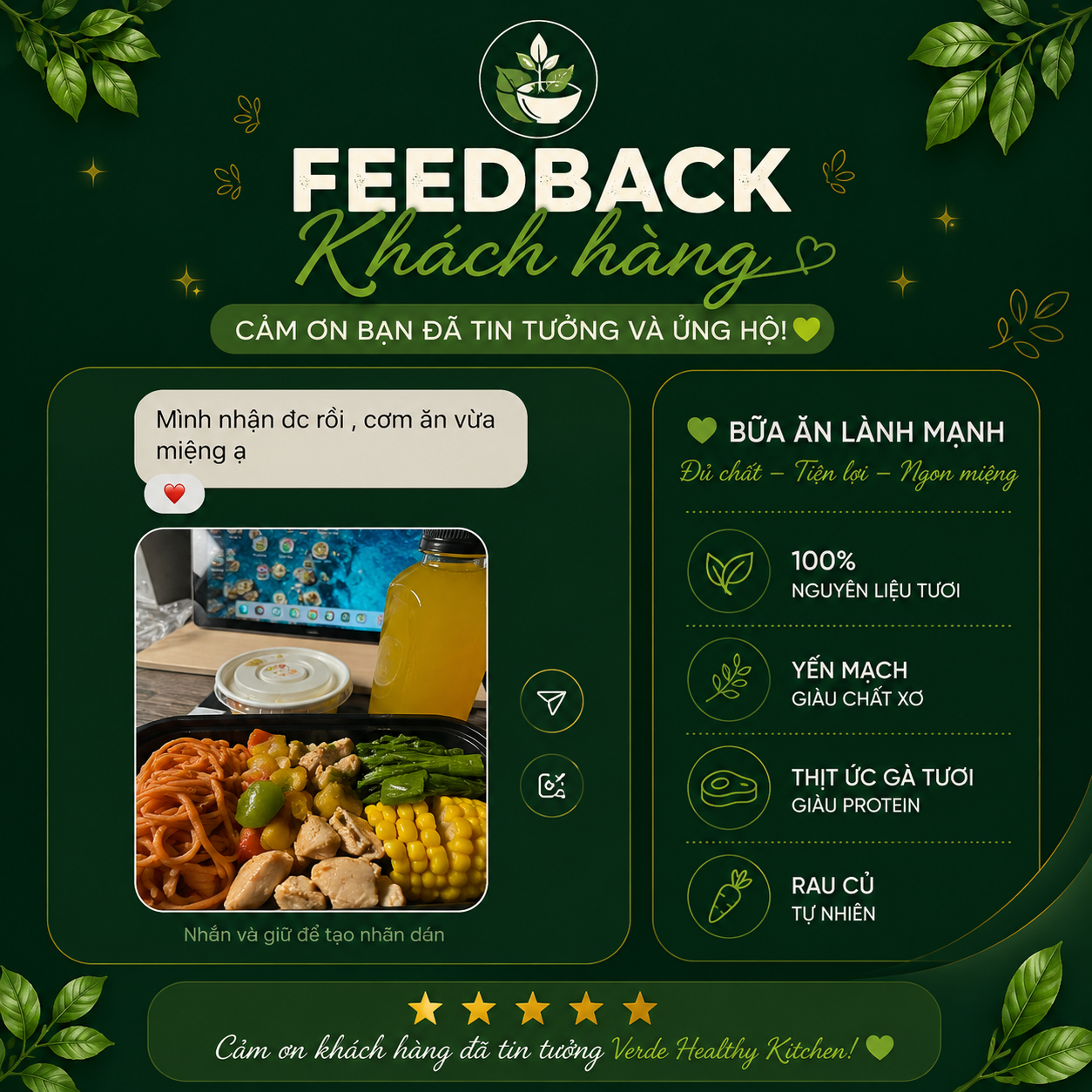 Đánh giá 5 sao về sản phẩm và dịch vụ VERDE