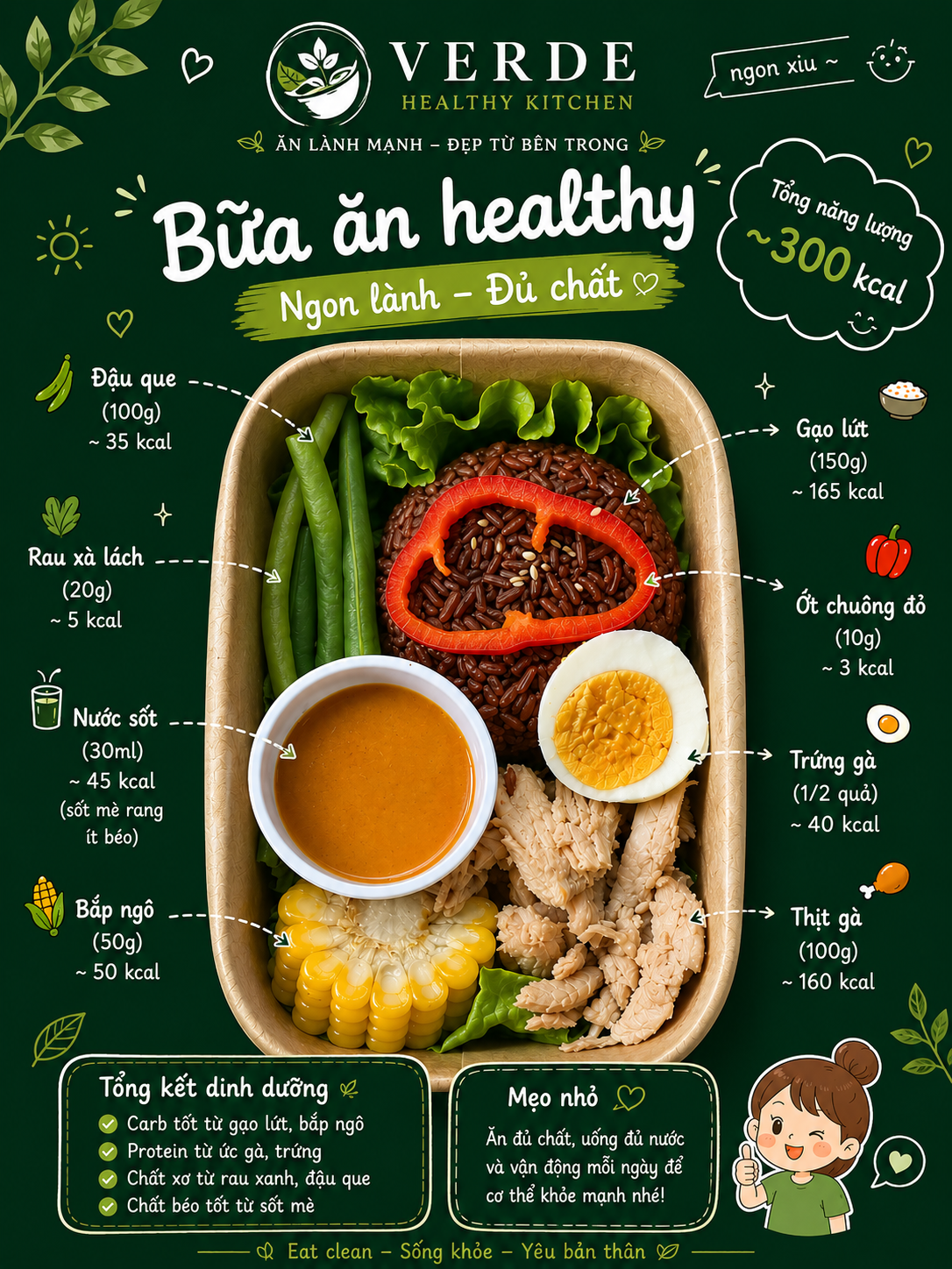 Bữa ăn healthy gà xé, trứng & sốt mè rang